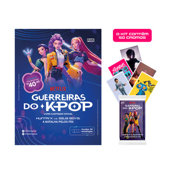 Kit de 10 envelopes com 50 cromos do Livro Ilustrado Oficial Guerreiras do KPop