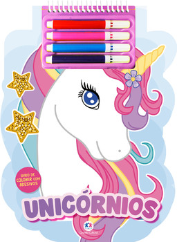 Unicórnios: Livro de Colorir com Adesivos e Canetinhas