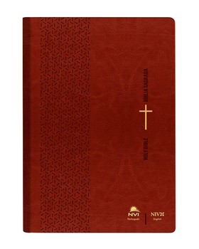 Bíblia NVI português/inglês - Capa luxo - Marrom