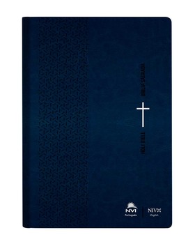 Bíblia NVI Português/Inglês - Capa luxo - Azul