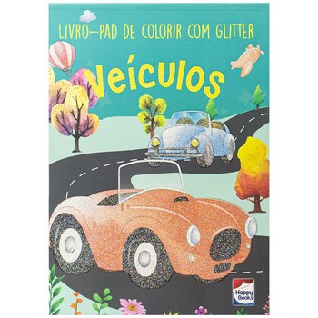 Livro-pad de colorir com Glitter: Veículos