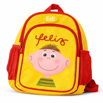 Conjunto - Mochila - Feliz - Amarelo e Vermelho