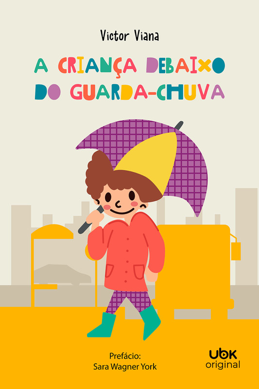A criança debaixo do guarda-chuva