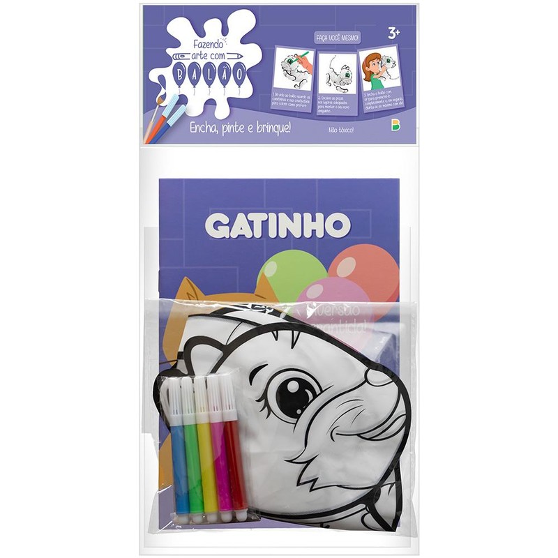 Fazendo Arte com Balão! Atividades & Colorir: Gatinho