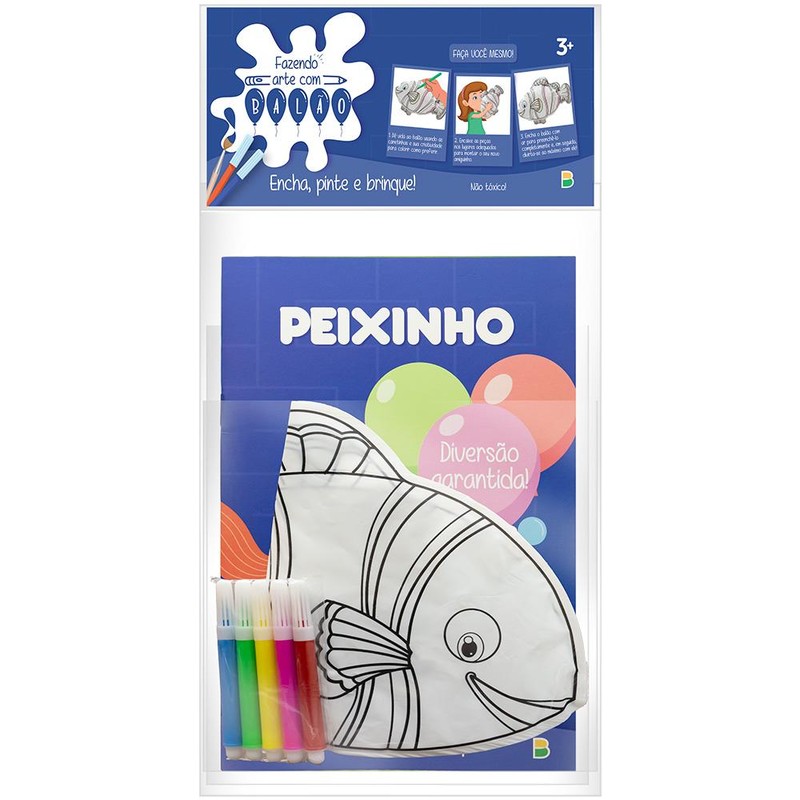 Fazendo Arte com Balão! Atividades & Colorir: Peixe