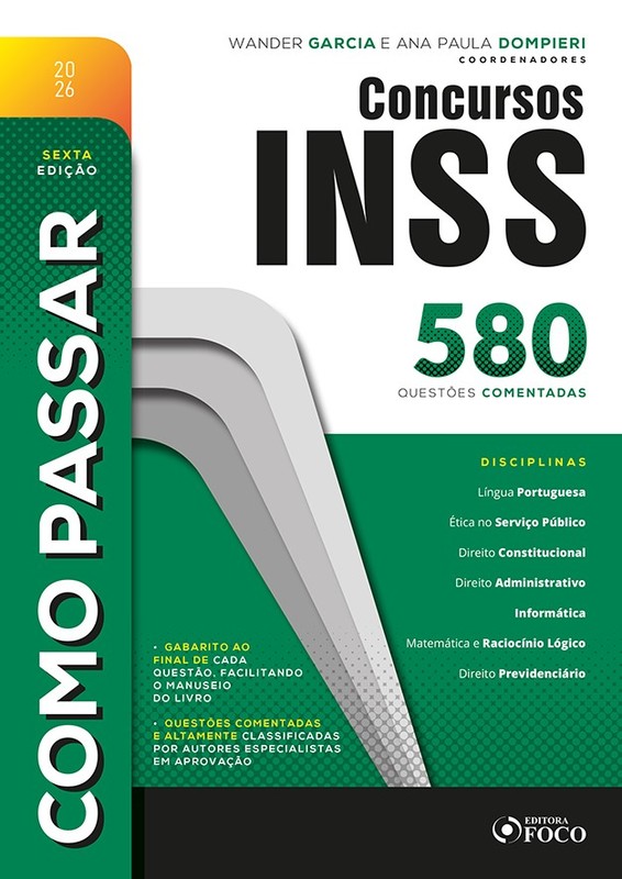 Como Passar em Concursos do INSS - 580 Questões Comentadas - 6ª Ed - 2026