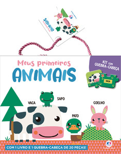 Meus primeiros animais - Kit com livro e quebra-cabeça de 20 peças