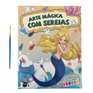 Arte Mágica com Sereias - Cada folha tem sua própria paleta de cores: só molhar o pincel e pintar!