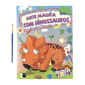 Arte Mágica com Dinossauros - Cada folha tem sua própria paleta de cores: só molhar o pincel e pintar!
