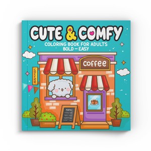 Cute & Comfy Coloring Book for Adults - Bold Easy - Livro de Colorir Adulto