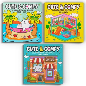 Coleção Cute & Comfy Coloring Book for Adults Special - Bold Easy - Kit com 3 Livros de Colorir Adulto