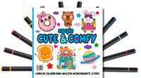 Cute & Comfy Coloring Book for Adults Edição 1 - Bold Easy - Livro de Colorir Adulto + 12 Canetas