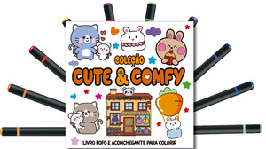 Cute & Comfy Coloring Book for Adults Edição 5 - Bold Easy - Livro de Colorir Adulto + 12 Canetas