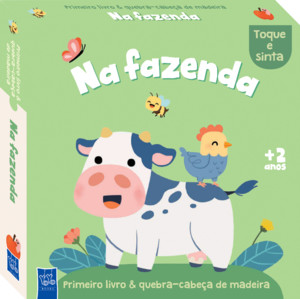 Primeiro livro & quebra-cabeça de madeira - Na fazenda